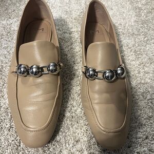 Marc Fisher Tan Loafers with Silver Accents
